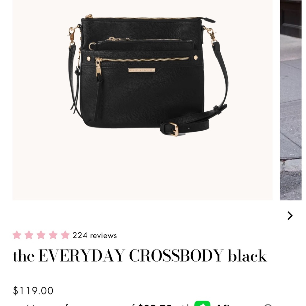 Poppy & Peonies Black Crossbody Bag with Gold Details